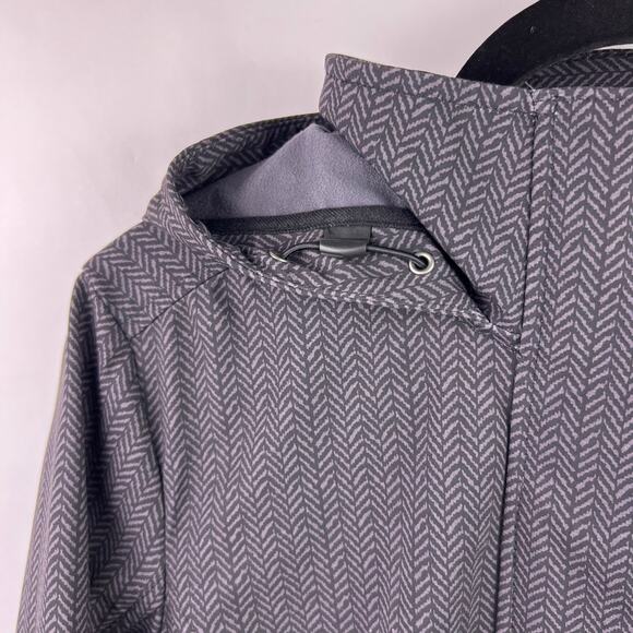 Athleta Shelter Cove Jacket, Gray Herringbone, Softshell, Hooded Rain Coat - Picture 4 of 15